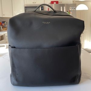 Mina Baie Stevie diaper bag. Black Vegan Leather